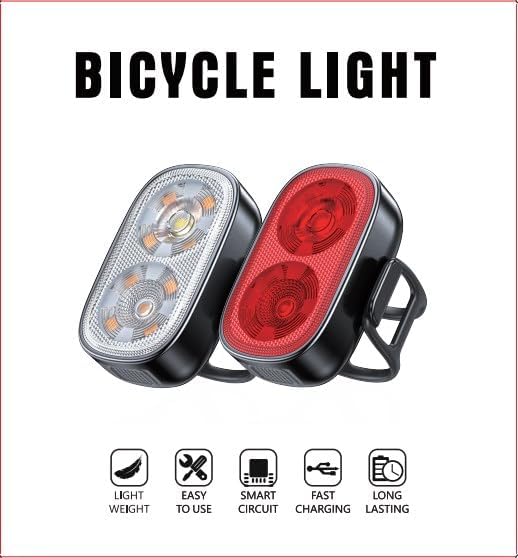 Ultra Slim USB C Rechargeable Bike Lights Front and Rear Set IP65 Waterproof Super Bright