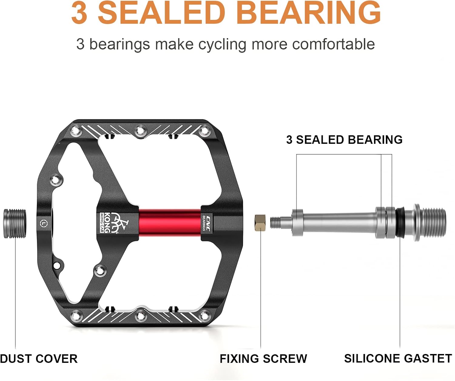 Mountain Bike Pedals 9 16 Inch Platform Lightweight Non Slip MTB Pedals with 3 Sealed Bearings