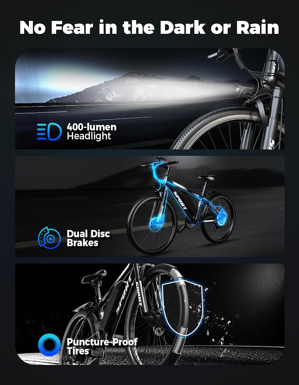 1500W Electric Bike for Adults 26 Inch Mountain Ebike 28MPH 65 Miles Range 7 Speed 48V Battery