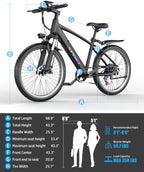 1500W Electric Bike for Adults 26 Inch Mountain Ebike 28MPH 65 Miles Range 7 Speed 48V Battery