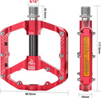 Mountain Bike Pedals 9 16 Inch Platform Lightweight Non Slip MTB Pedals with 3 Sealed Bearings