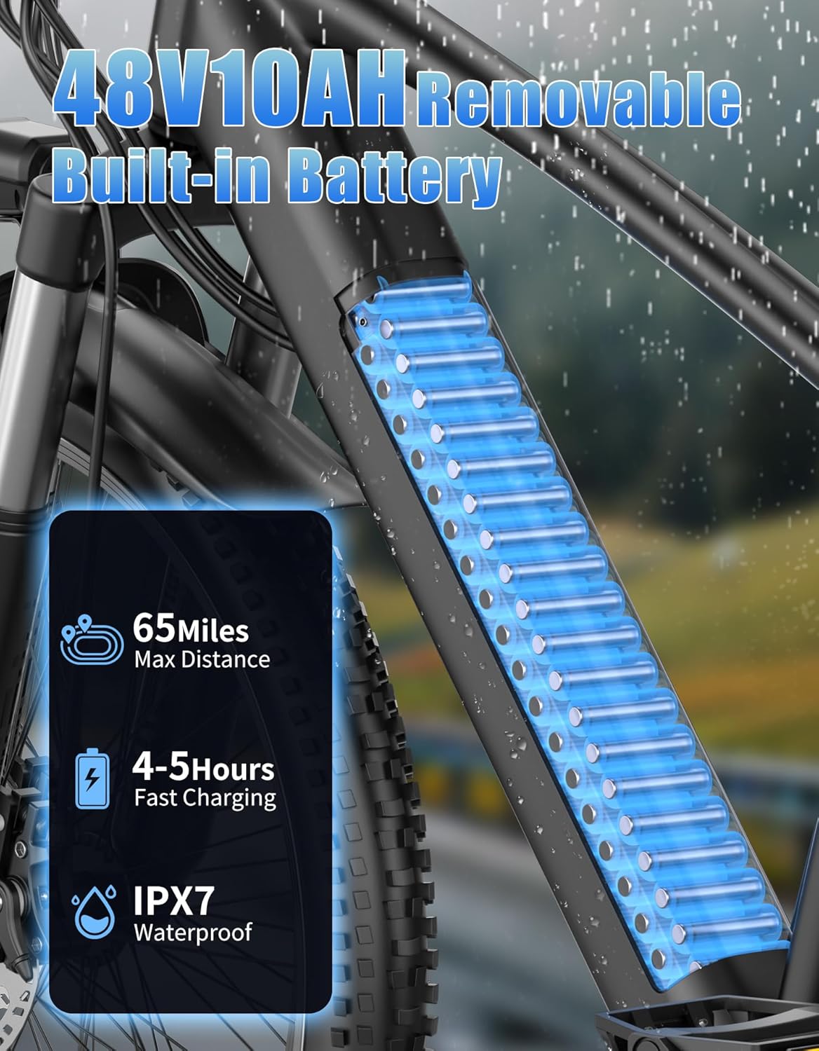 1500W Electric Bike for Adults 26 Inch Mountain Ebike 28MPH 65 Miles Range 7 Speed 48V Battery