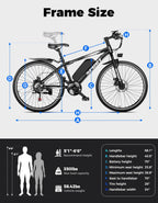 1500W Electric Bike for Adults 26 Inch Mountain Ebike 28MPH 65 Miles Range 7 Speed 48V Battery