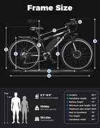 1500W Electric Bike for Adults 26 Inch Mountain Ebike 28MPH 65 Miles Range 7 Speed 48V Battery