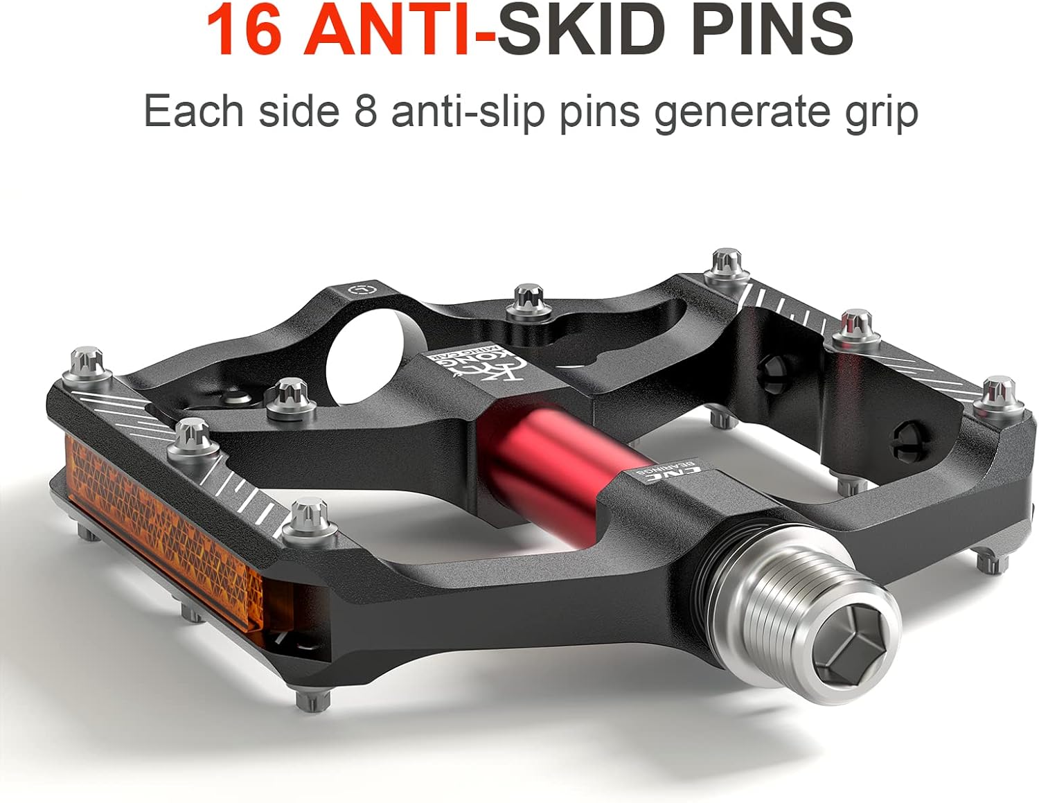 Mountain Bike Pedals 9 16 Inch Platform Lightweight Non Slip MTB Pedals with 3 Sealed Bearings