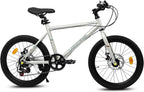 20 Inch Kids Bike for Boys Girls 6 to 12 Years 7 Speed Steel Frame Dual Disc Brakes White