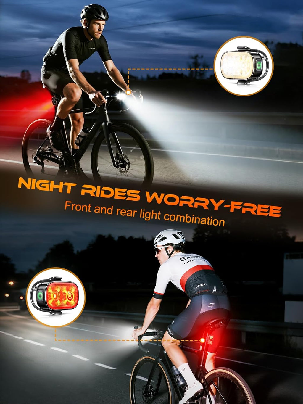 Ultra Slim USB C Rechargeable Bike Lights Front and Rear Set IP65 Waterproof Super Bright