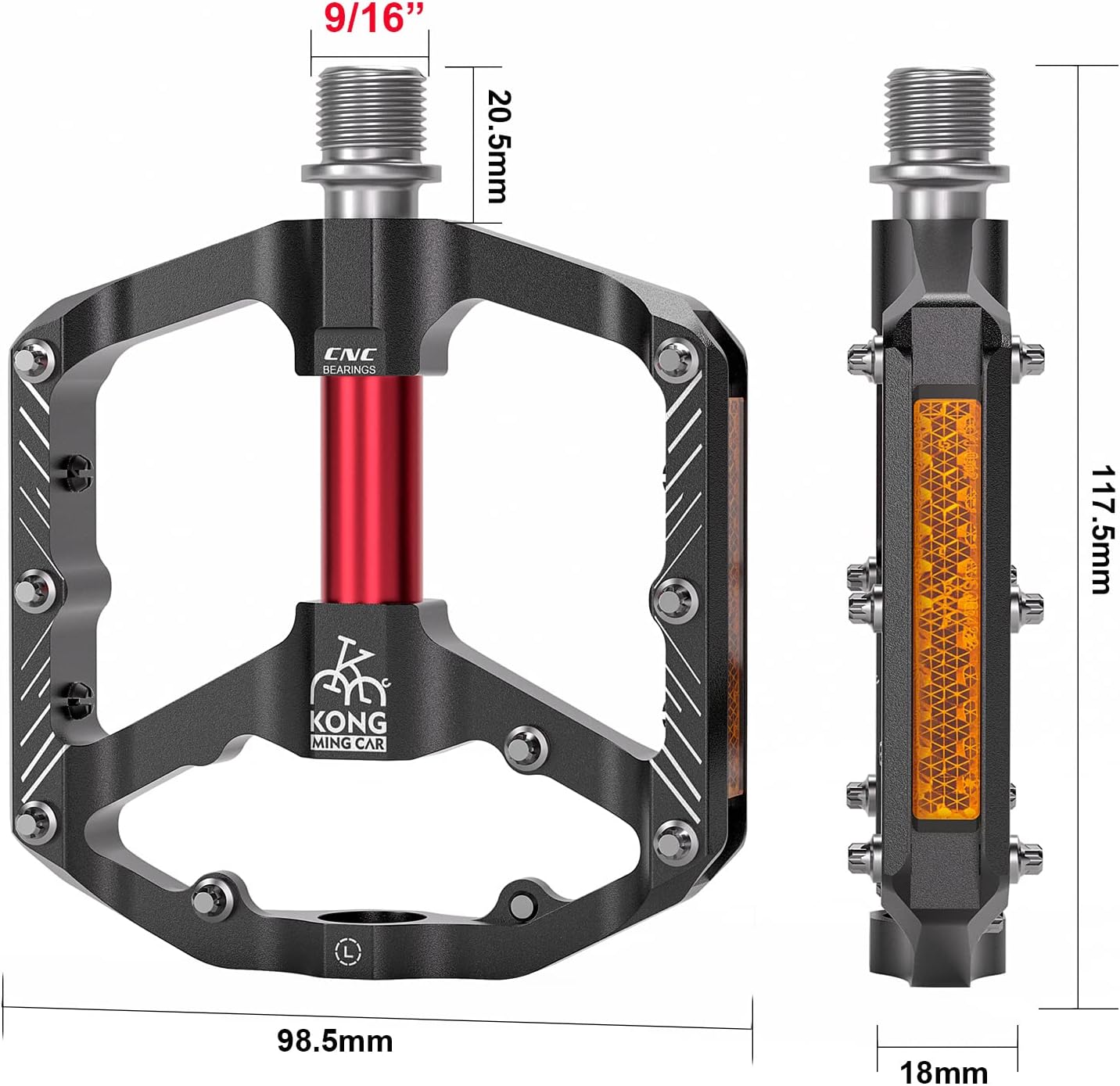 Mountain Bike Pedals 9 16 Inch Platform Lightweight Non Slip MTB Pedals with 3 Sealed Bearings