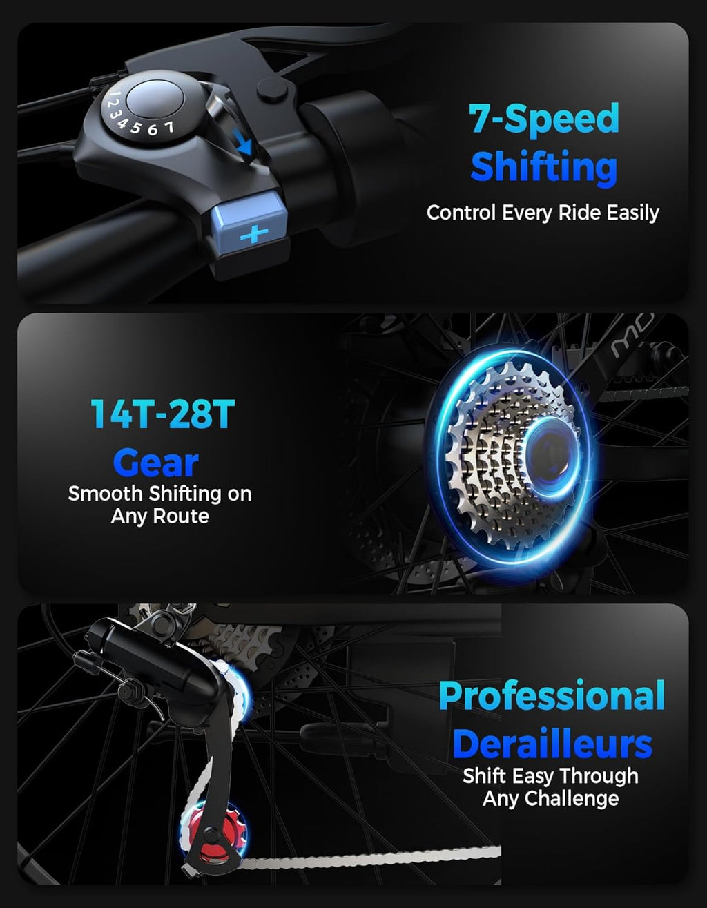 1500W Electric Bike for Adults 26 Inch Mountain Ebike 28MPH 65 Miles Range 7 Speed 48V Battery