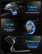 1500W Electric Bike for Adults 26 Inch Mountain Ebike 28MPH 65 Miles Range 7 Speed 48V Battery