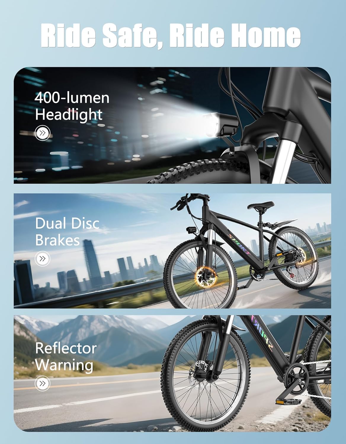 1500W Electric Bike for Adults 26 Inch Mountain Ebike 28MPH 65 Miles Range 7 Speed 48V Battery