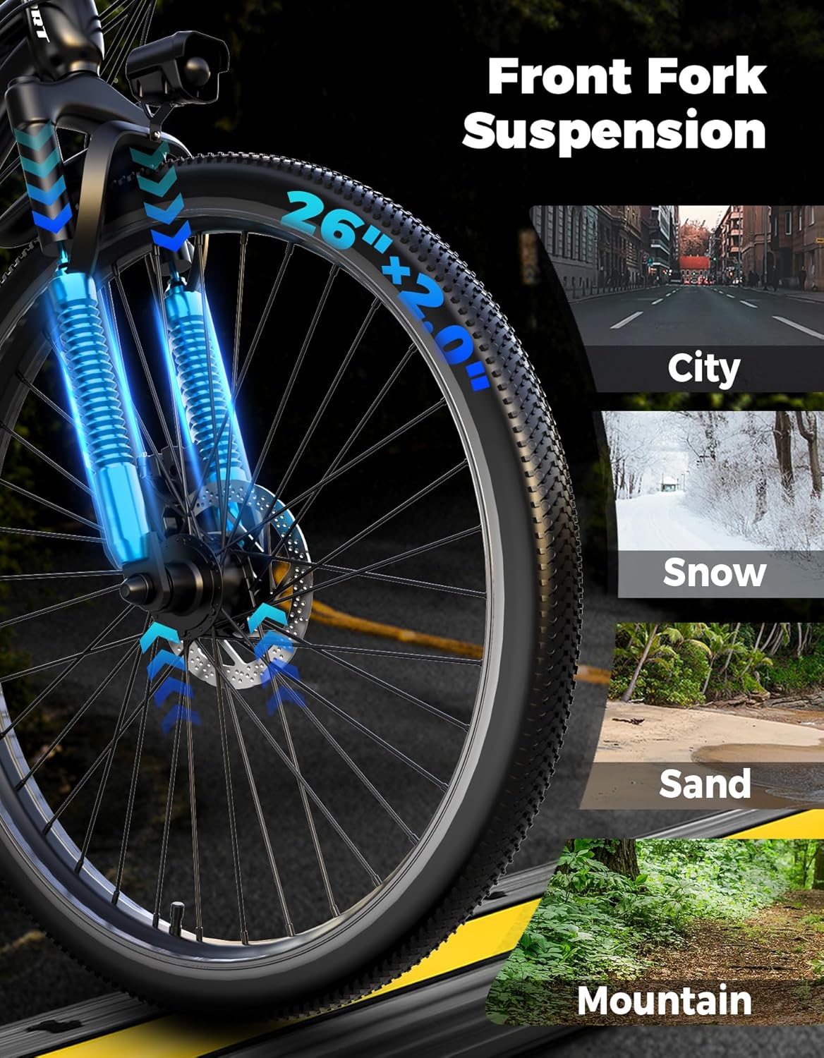 1500W Electric Bike for Adults 26 Inch Mountain Ebike 28MPH 65 Miles Range 7 Speed 48V Battery