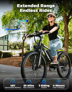 1500W Electric Bike for Adults 26 Inch Mountain Ebike 28MPH 65 Miles Range 7 Speed 48V Battery