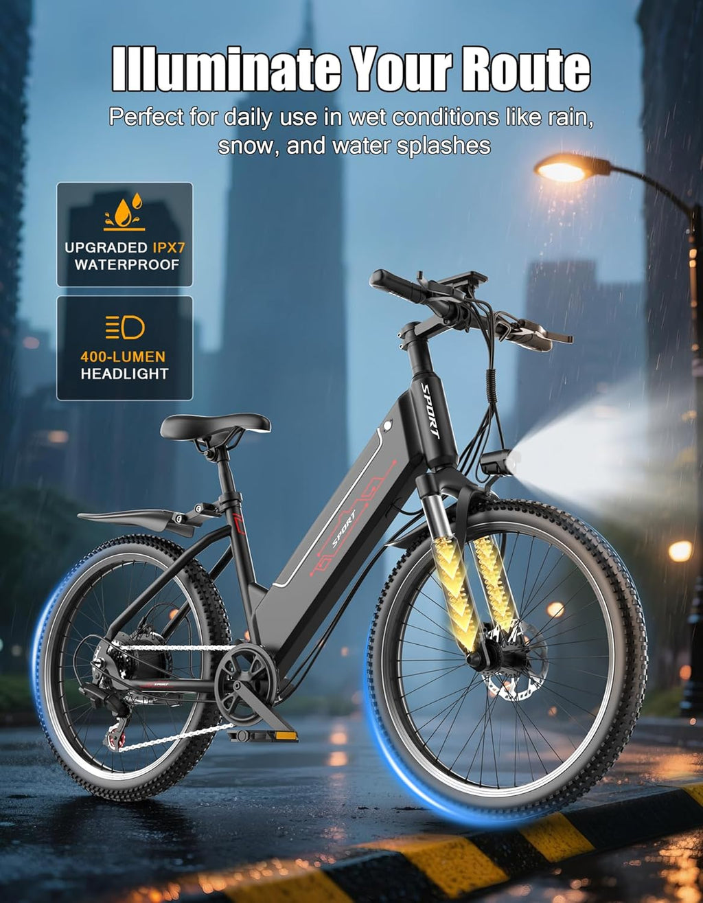 1500W Electric Bike for Adults 26 Inch Mountain Ebike 28MPH 65 Miles Range 7 Speed 48V Battery