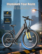 1500W Electric Bike for Adults 26 Inch Mountain Ebike 28MPH 65 Miles Range 7 Speed 48V Battery