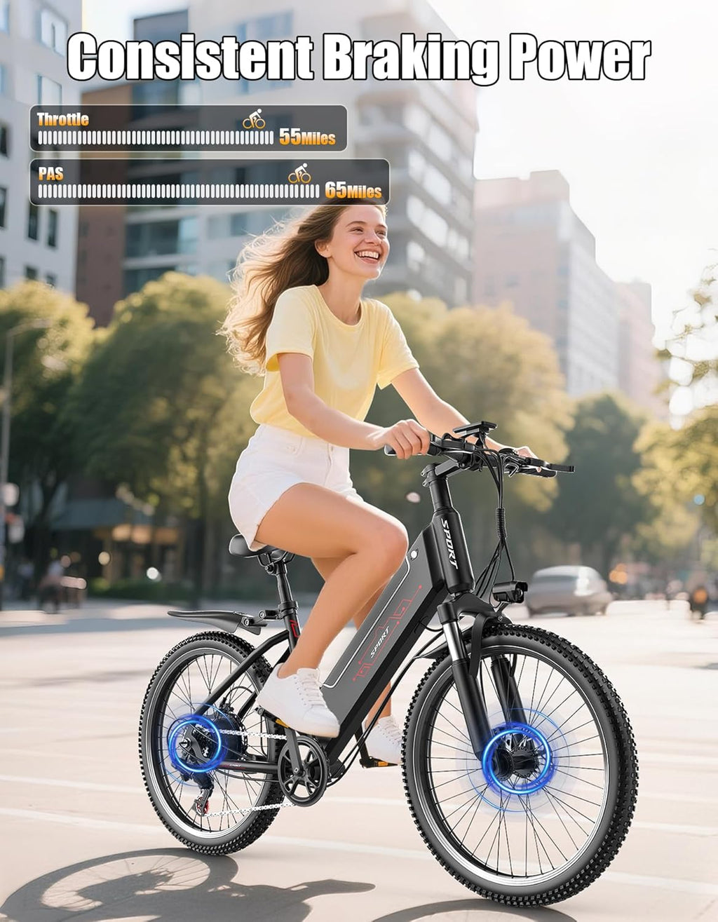 1500W Electric Bike for Adults 26 Inch Mountain Ebike 28MPH 65 Miles Range 7 Speed 48V Battery